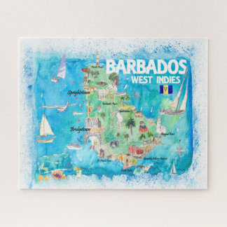 Quebra-cabeça Mapa de Viagens de Caribe Ilustrado das Antilhas d