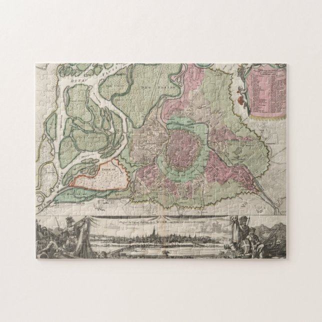 Quebra-cabeça Mapa de Viena da Áustria (1716) (Horizontal)