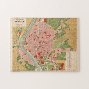 Quebra-cabeça Mapa de Vintage da Espanha de Sevilha (1918)
