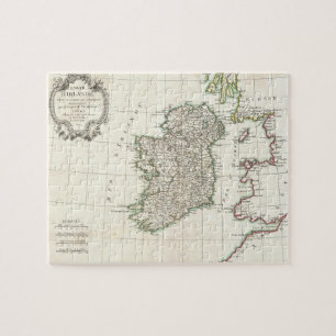 Quebra-cabeça Mapa de Vintage da Irlanda (1771)