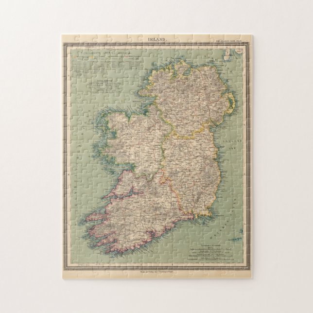 Quebra-cabeça Mapa de Vintage da Irlanda (1888) (Vertical)