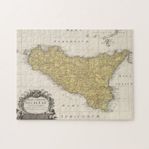 Quebra-cabeça Mapa de Vintage da Sicília Itália (1747)