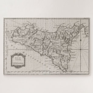Quebra-cabeça Mapa de Vintage da Sicília Itália (1764)