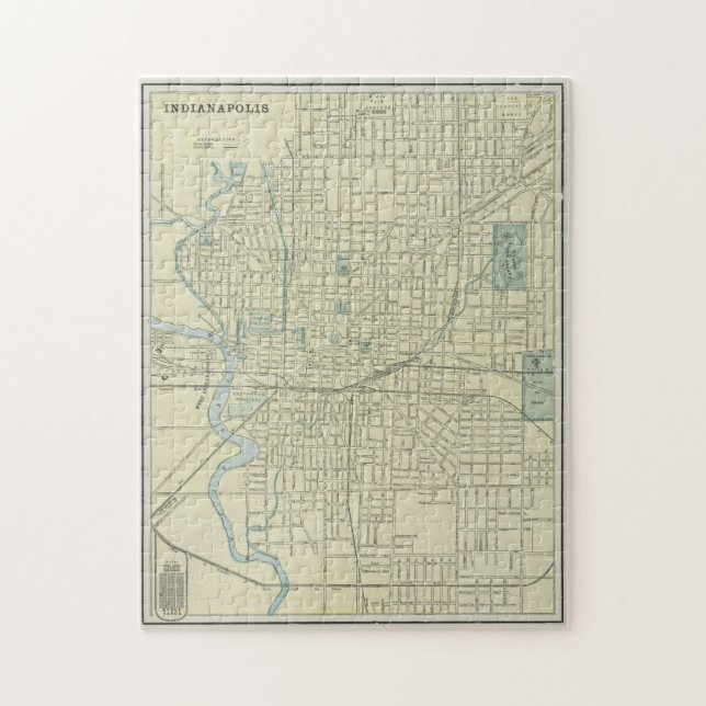 Quebra-cabeça Mapa de Vintage de Indianapolis Indiana (1901) (Vertical)