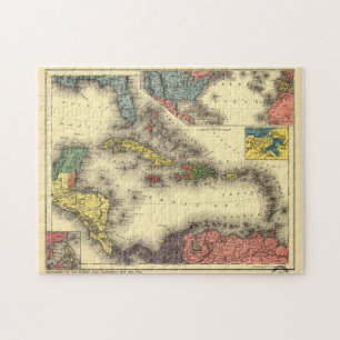 Quebra-cabeça Mapa de Vintage do Caribe (1898)