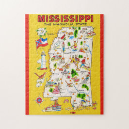 Quebra-cabeça Mapa de Vintage do Mississippi 11x14