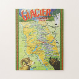 Quebra-cabeça Mapa de Vintage do Parque Nacional Glacier