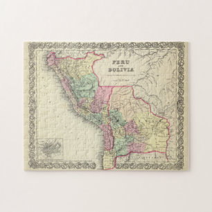 Quebra-cabeça Mapa de Vintage do Peru e da Bolívia (1856)