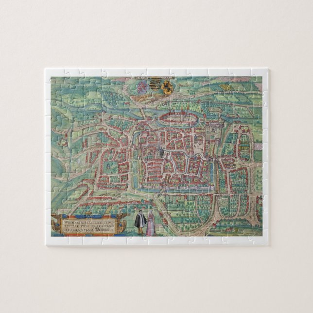 Quebra-cabeça Mapa de Weimar, de "Civitates Orbis Terrarum" (Horizontal)