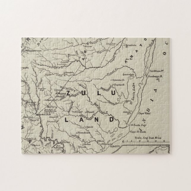 Quebra-cabeça Mapa de Zululand com as fronteiras adjacentes (Horizontal)
