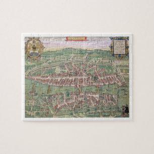 Quebra-cabeça Mapa de Zurique, de "Civitates Orbis Terrarum"