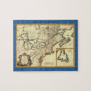 Quebra-cabeça Mapa do Canadá e dos Estados Unidos em 1778