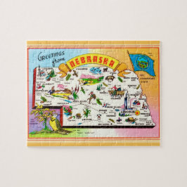 Quebra-cabeça Mapa do Cartão Postal de Nebraska 8x