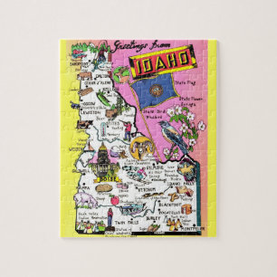 Quebra-cabeça Mapa do Cartão-postal Vintage Idaho