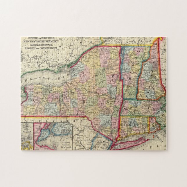 Quebra-cabeça Mapa Do Condado Dos Estados De Nova Iorque (Horizontal)