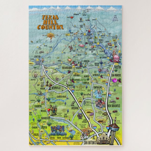 Quebra-cabeça Mapa do divertimento do país do monte de Texas (Vertical)