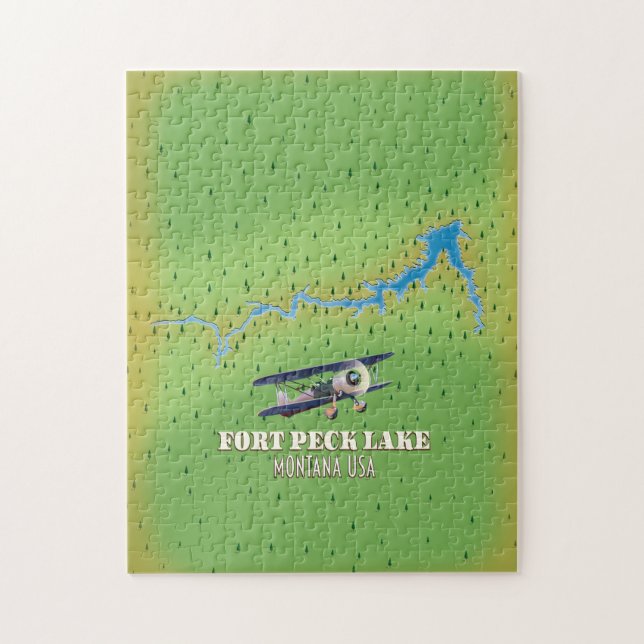 Quebra-cabeça Mapa do Lago Fort Peck Montana EUA (Vertical)