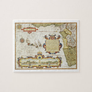 Quebra-cabeça Mapa do litoral da África Ocidental, 1596 (mão
