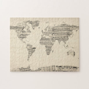 Quebra-cabeça Mapa do mapa do mundo da partitura velha