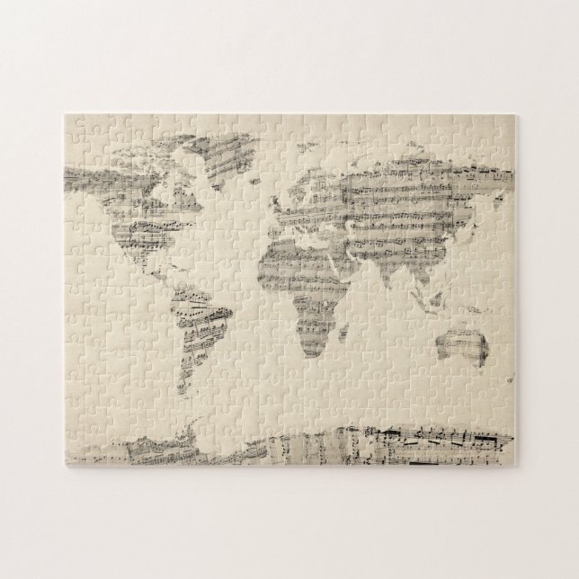 Quebra-cabeça Mapa do mapa do mundo da partitura velha (Horizontal)