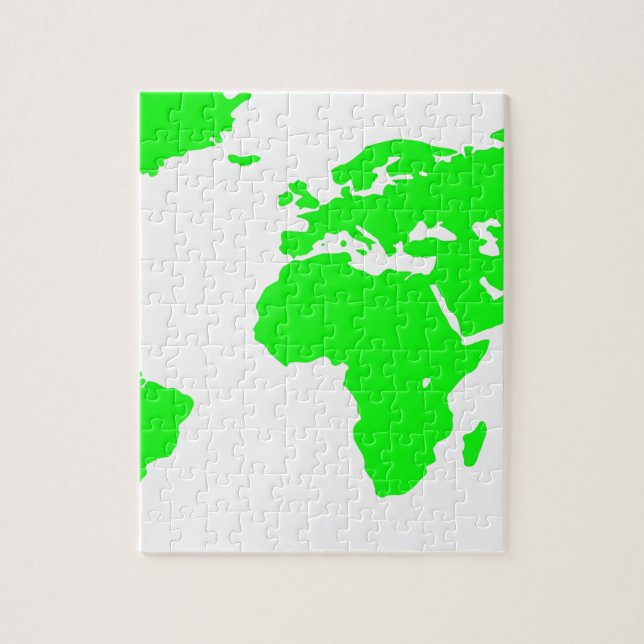 Quebra-cabeça Mapa do Mundo Branco Verde (Vertical)