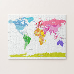 Quebra-cabeça Mapa do mundo dos continentes