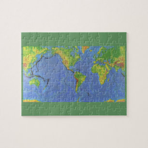 Quebra-cabeça Mapa do Mundo Físico 1994 - Placas Tectônicas -