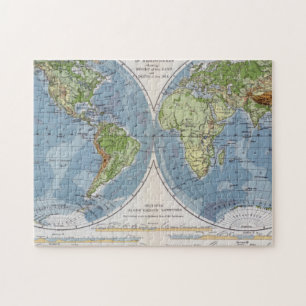 Quebra-cabeça Mapa do mundo que mostra alturas da profundidade