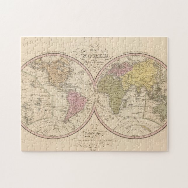 Quebra-cabeça Mapa do Mundo sobre a Projeção Global 2 (Horizontal)