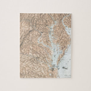 Quebra-cabeça Mapa do vintage da baía de Chesapeake (1861)