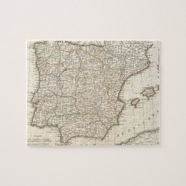Quebra-cabeça Mapa do vintage da espanha (1775) (Horizontal)