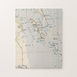 Quebra-cabeça Mapa do vintage da ilha de Roanoke & dos bancos
