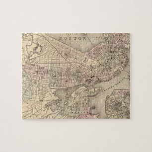 Quebra-cabeça Mapa do vintage de Boston (1880)
