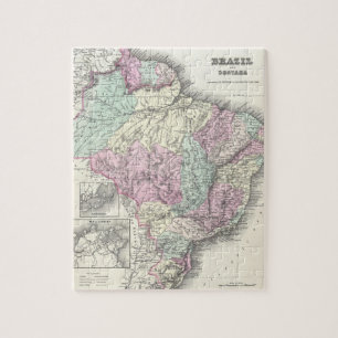 Quebra-cabeça Mapa do vintage de Brasil (1855)