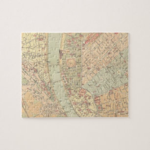 Quebra-cabeça Mapa do vintage de Budapest Hungria (1884)