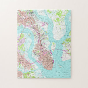 Quebra-cabeça Mapa do vintage de Charleston South Carolina