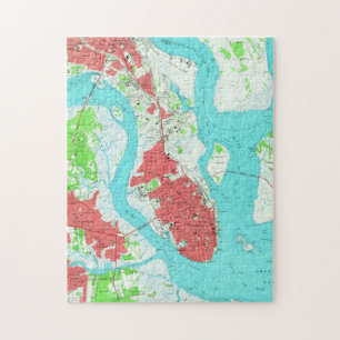Quebra-cabeça Mapa do vintage de Charleston South Carolina