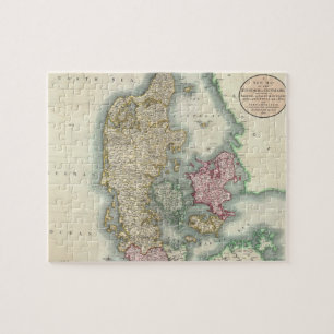 Quebra-cabeça Mapa do vintage de Dinamarca (1801)