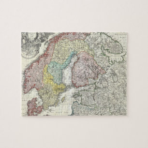 Quebra-cabeça Mapa do vintage de Escandinávia (1730)