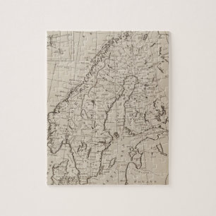 Quebra-cabeça Mapa do vintage de Escandinávia (1800)