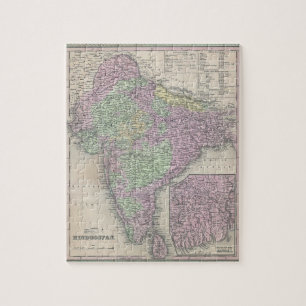 Quebra-cabeça Mapa do vintage de India (1853)