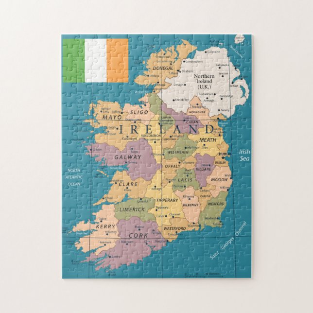 Quebra-cabeça Mapa do vintage de Ireland (Vertical)