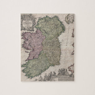 Quebra-cabeça Mapa do vintage de Ireland (1716)