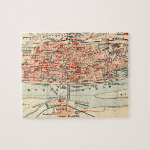 Quebra-cabeça Mapa do vintage de Mainz Alemanha (1905)