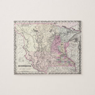 Quebra-cabeça Mapa do vintage de Minnesota (1855)