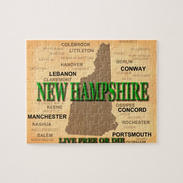 Quebra-cabeça Mapa do vintage de New Hampshire (Horizontal)