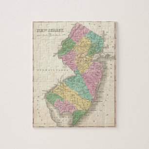 Quebra-cabeça Mapa do vintage de New-jersey (1827)