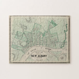 Quebra-cabeça Mapa do Vintage de Nova Albany IN (1876)