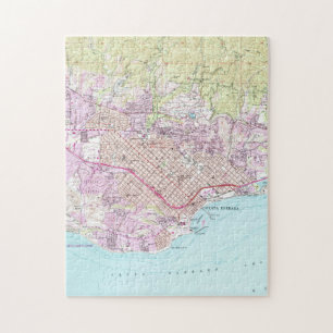 Quebra-cabeça Mapa do vintage de Santa Barbara Califórnia (1952