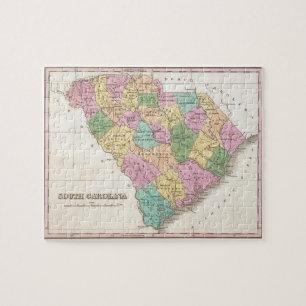 Quebra-cabeça Mapa do vintage de South Carolina (1827)